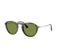 Persol Unisex Sunglass PO3383S - Couleur du Monture: Striped Black & Olive Green, Couleur de Lentille: Vert
