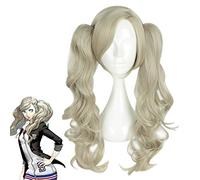 Persona 5 Anne Takamaki longues perruques en lin bouclés avec 2 perruques de Costume de Cosplay de cheveux en Fiber haute température une taille Takamaki Ann