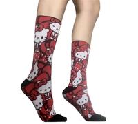 personalaizer Chaussettes hautes Hello Kitty avec nœuds rouges et pois (M 39-42)