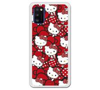 Personalaizer Coque compatible avec Samsung Galaxy A41 avec motif Hello Kitty avec nœuds rouges et pois - Style Kawaii - Coque silicone TPU souple transparente