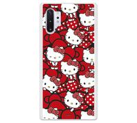 Personalaizer Coque compatible avec Samsung Galaxy Note 10 Plus - Note 10 Pro avec motif Hello Kitty avec nœuds rouges et pois - Style Kawaii - Coque en silicone TPU souple transparente