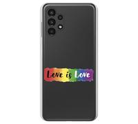 Personalaizer Coque compatible Samsung Galaxy A13 4G - Motif drapeau LGBT avec inscription Love is Love - Coque silicone TPU souple transparente