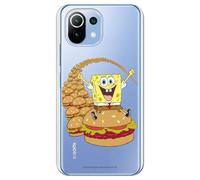 Personalaizer Coque compatible Xiaomi Mi 11 Lite - Mi 11 Lite 5G - Design enfant Bob l'éponge sur hamburgers - Coque en silicone TPU souple transparente