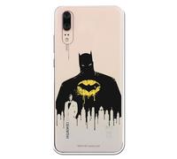 Personalaizer Coque officielle Batman compatible avec Huawei P20 - Coque en silicone TPU souple transparente - Motif silhouette noire