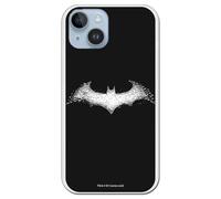Personalaizer Coque pour iPhone 15 Plus - Coque en Silicone TPU Souple Transparente - Motif Batman Logo Blanc