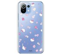 Personalaizer Coque pour Xiaomi Mi 11 Lite/5G avec Motif Hello Kitty et Fleur - Style Kawaii - Coque en silicone TPU souple transparente