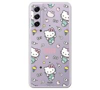 Personalaizer Coque silicone souple transparente pour Samsung Galaxy S21 FE 5G motif Hello Kitty et motif autocollants - Style Kawaii - Coque TPU