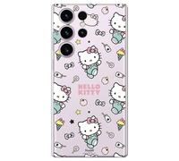 Personalaizer Coque Silicone Souple Transparente pour Samsung Galaxy S24 Ultra avec Motif Hello Kitty et Motif Autocollants - Style Kawaii - Coque TPU