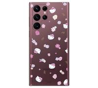 Personalaizer Coque Souple Compatible avec Smartphone Samsung S22 Ultra Hello Kitty avec Fleurs