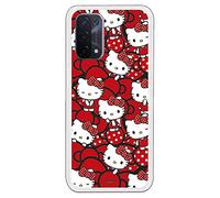 Personalaizer Housse mobile pour OPPO A54 5G - A74 5G Hello Kitty Nœuds rouges et taupes Produit officiel Coque mobile mignonne Silicone Gel souple
