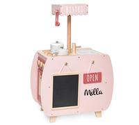 Personalisable Cuisine en Bois Bistro Rose-avec plaques de Cuisson et Accessoires,favorise Le Jeu de rôle et la créativité-pour Enfants à partir de 3 Ans-personnalisée avec Le prénom-Label Label