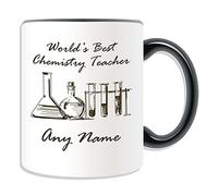 Personalised Gift - World's Best Chemistry Teacher / Flasks and Test Tubes Sketch Mug (Academic Design Theme, Colour Options) - Any Name / Message on Your Unique - School College University by UniGift