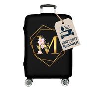 Personalised Housse pour valise de voyage 23-26 pouces, DELUXE, housse de protection pour valise de cabine, élastique, lavable, protège-valise, anti-rayures, taille moyenne M, A-Z Flowers [083]