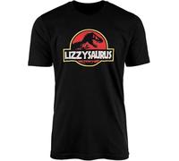 Personalised Saurus Black T-Shirt Top Tee - T-Rex Dinosaur Movie Film Cinema Show Park Logo Fossil Bone Clone Amber Paleontology Retro 90's Gift Present Manches Courtes(XX-Large)