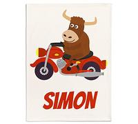 Personalisedog Couverture personnalisée pour enfant avec nom et motif de véhicule et d'animaux (moto)