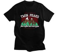 Personality Welcome to Twin Peaks T-Shirt Men Short Sleeved Pure Cotton Tee Shirt Retro Mountain Tshirt 90s TV Tops Merch Gift Manches Courtes(Medium)