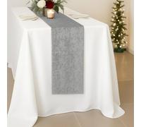 Personalize Pro - Chemin de table long en velours écrasé argenté - Pour fête de printemps, banquet, mariage, réception, maison, salle à manger, décoration de Noël (33 x 274 cm) - 1 pièce