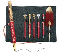 Personalized 6 Pcs Ballpoint Pen Set - Metal Crystal Diamond Pen Feather Quill Pens Fancy Pens, Custom Pens with Name for Christmas Birthday Gifts, Office School Supplies (Ballpoint Pen Set - Red)