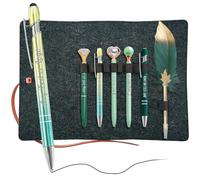 Personalized 6 Pcs Ballpoint Pen Set - Metal Crystal Diamond Pen Feather Quill Pens Fancy Pens, Custom Pens with Name for Christmas Birthday Gifts, Office School Supplies (Ballpoint Pen Set - Green)