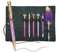 Personalized 6 Pcs Ballpoint Pen Set - Metal Crystal Diamond Pen Feather Quill Pens Fancy Pens, Custom Pens with Name for Christmas Birthday Gifts, Office School Supplies (Ballpoint Pen Set - violet)