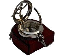 Personalized Boussole gravée personnalisée, cadeau de mariage, Noël, baptême, remise de diplôme, scout, cadran solaire, nautique, anniversaire, fête des pères (finition argentée avec boîte en bois)