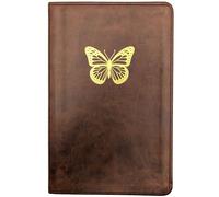Personalized ESV Premium Gift Bible - Brown TruTone Faux Leather | Custom Gold Foil Name | English Standard Version | Compact Double-Column Bible, 8.5 pt Font, Gift Edition (Butterfly Only)
