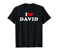 Personalized For David & Friends I Love David, J'Aime David T-Shirt Noir Unisex Adulte S Vintage Uni Manche Courte Col V Coupe Reguliere