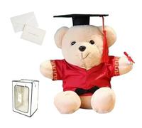 Personalized Graduation Bear, Graduation Bear Custom-Made Name and School Logo, Graduation Gifts, Comes with Gift Box and Greeting Card (Rose Red)