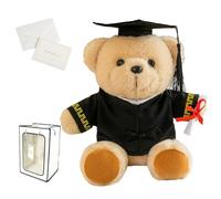 Personalized Graduation Bear, Graduation Bear Custom-Made Name and School Logo, Graduation Gifts, Comes with Gift Box and Greeting Card (White)