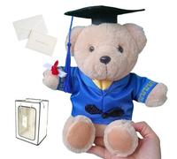 Personalized Graduation Bear, Graduation Bear Custom-Made Name and School Logo, Graduation Gifts, Comes with Gift Box and Greeting Card (Blue)