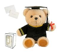 Personalized Graduation Bear, Graduation Bear Custom-Made Name and School Logo, Graduation Gifts, Comes with Gift Box and Greeting Card (Yellow)