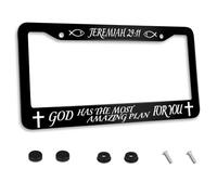 Personalized License Plate Frame Jeremiah 2911 God Has The Most Amazing Plan for You Stainless Steel License Plate Holder Accessory Decorative 2 Holes and Screws Standard License Plates for Women Men