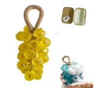 Personalized Original Handmade Crystal Grape Soap Gentle Cleaning Soap,Hanging Grape Soaps on a Rope,DIY Decorative Soaps Bars for Washing Hand,Bathing and Fresh Air (1, Lemon)