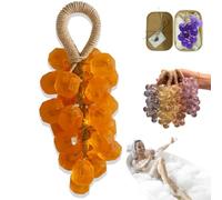 Personalized Original Handmade Crystal Grape Soap, Handcrafted Grape Bunch Soap, Cold Process Bath Soaps, Gentle Cleansing Grapes Soaps On A Rope for Skin Hydration (Calendula)