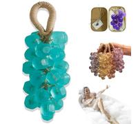 Personalized Original Handmade Crystal Grape Soap, Handcrafted Grape Bunch Soap, Cold Process Bath Soaps, Gentle Cleansing Grapes Soaps On A Rope for Skin Hydration (Tea Tree)