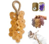 Personalized Original Handmade Crystal Grape Soap, Handcrafted Grape Bunch Soap, Cold Process Bath Soaps, Gentle Cleansing Grapes Soaps On A Rope for Skin Hydration (Osmanthus)