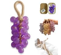 Personalized Original Handmade Crystal Grape Soap, Handcrafted Grape Bunch Soap, Cold Process Bath Soaps, Gentle Cleansing Grapes Soaps On A Rope for Skin Hydration (Lavender)