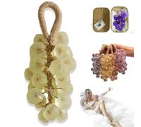 Personalized Original Handmade Crystal Grape Soap, Handcrafted Grape Bunch Soap, Cold Process Bath Soaps, Gentle Cleansing Grapes Soaps On A Rope for Skin Hydration (Jasmine)
