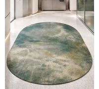 Personalized Rugs Oval Shape, Customized Photo/Text Pattern, 3.3 x 4.6 ft,Green Yellow 100 x 140 cm,Dining Room Rug for Under Table Decorations Kitchen Table,