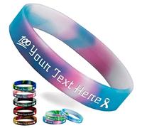 Personalized Silicone Wristbands Bulk, Custom 1/2 "Rubber Bracelet with Text Message, Customized Rubber Band Bracelets for Events, Awareness, Gifts