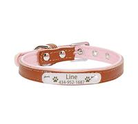 Personalized Tag Pet Dog Collar for Small Medium Large Dogs Custom ID Nameplate Soft Leather Puppy Cat Dog Collar(2,1)