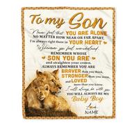 Personalized to My Son Blanket from Mom and Dad Proud of You I Love You Wood Son Birthday Thanksgiving Christmas Customized Fleece Blanket