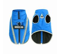 Personalized Winter Warm Fleece Dog Jacket with Zipper Waterproof Cold-Proof Pet Clothing for Shiba Inus Poodles Pugs,Bleu,2XL