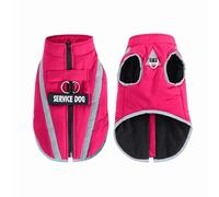 Personalized Winter Warm Fleece Dog Jacket with Zipper Waterproof Cold-Proof Pet Clothing for Shiba Inus Poodles Pugs,Rose Rouge,2XL
