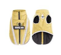 Personalized Winter Warm Fleece Dog Jacket with Zipper Waterproof Cold-Proof Pet Clothing for Shiba Inus Poodles Pugs,Beige,XL