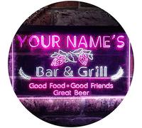 Personalized Your Name Est Year Theme Bar Grill Kitchen Beer Dual Color LED Enseigne Lumineuse Neon Sign Blanc et violet 400 x 300mm st6s43-pr1-tm-wp