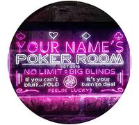 Personalized Your Name Est Year Theme Poker Room Casino Dual Color LED Enseigne Lumineuse Neon Sign Blanc et violet 400 x 300mm st6s43-pd1-tm-wp