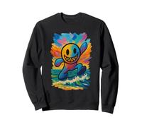 Personnage Abstrait avec Un Large Sourire dans Une scène de Coucher de Soleil Sweatshirt