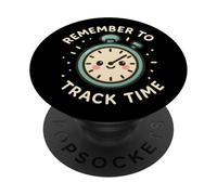 Personnage Amusant avec Horloge « Remember to Track Time » PopSockets PopGrip Adhésif