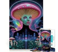 Personnage Champignon dans Un Paysage Cyberpunk Puzzle pour Adolescents de 1000 pièces Jeu d'entraînement cérébral Atelier d'assemblage apaisant et Amusant Objet de Collection (50x75cm)